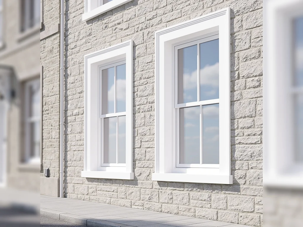 Pose de fenêtres PVC blanc sur une maison de ville rénovée
